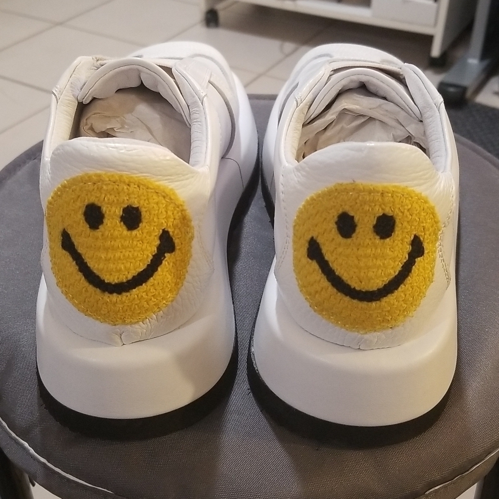 💕JOSHUA SANDERS💕 100 Leather Sneakers ~ Crochet Smile Slip On Platform 39 NWT